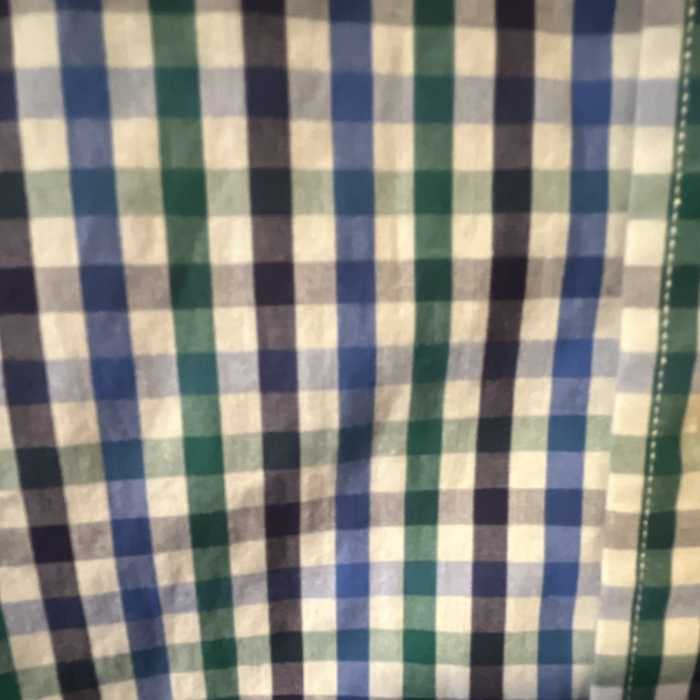 Gap Men's L Long Sleeve Cotton Blue/Green/White Check Button-Down Shirt - Picture 3 of 4